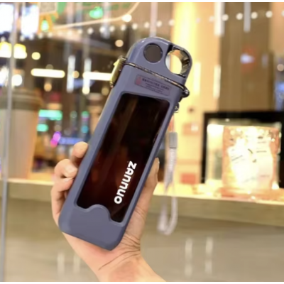 Bidon apă cu protecție plastic 350ml negru